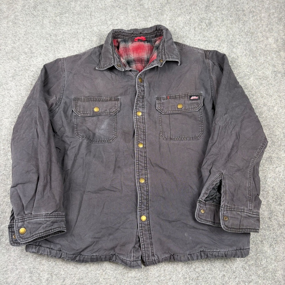Dickies Jacket Mens XL Gray Flannel Lined Duck Canvas Workwear Detroit Utility - Picture 2 of 9